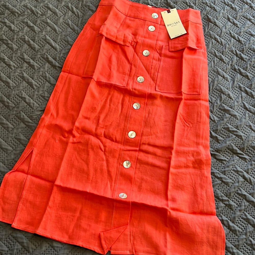 NWT Movint : Orange Linen Skirt - XS